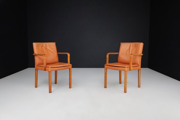 Armchairs in Bentwood and Cognac Leather attributed to Walter Knoll for Walter Knoll / Wilhelm Knoll, Germany, 1970a, Set of 2-TRW-1733717