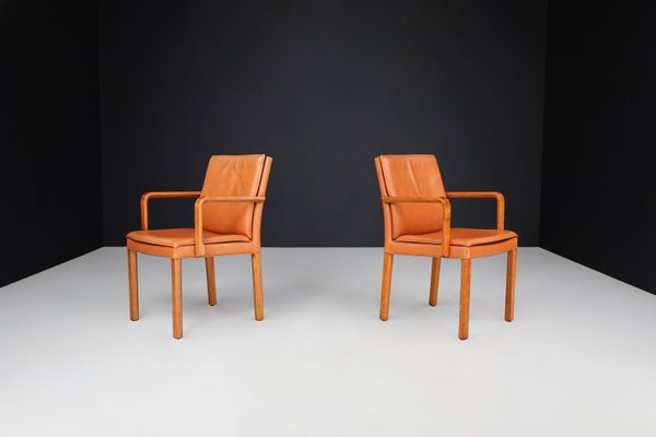 Armchairs in Bentwood and Cognac Leather attributed to Walter Knoll for Walter Knoll / Wilhelm Knoll, Germany, 1970a, Set of 2-TRW-1733717