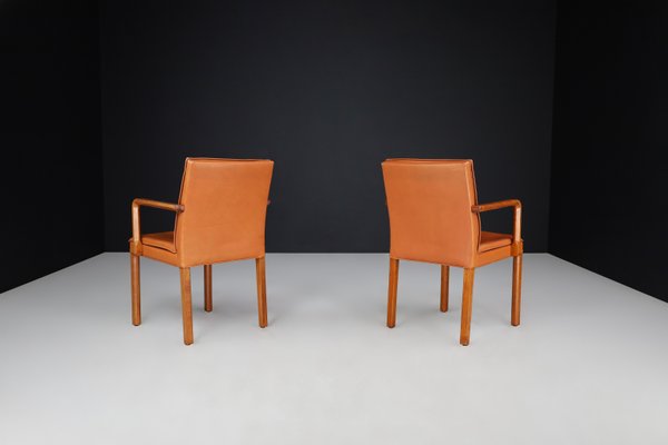 Armchairs in Bentwood and Cognac Leather attributed to Walter Knoll for Walter Knoll / Wilhelm Knoll, Germany, 1970a, Set of 2-TRW-1733717