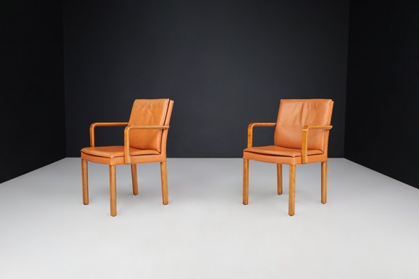 Armchairs in Bentwood and Cognac Leather attributed to Walter Knoll for Walter Knoll / Wilhelm Knoll, Germany, 1970a, Set of 2-TRW-1733717