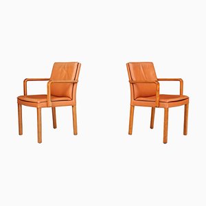 Armchairs in Bentwood and Cognac Leather attributed to Walter Knoll for Walter Knoll / Wilhelm Knoll, Germany, 1970a, Set of 2-TRW-1733717