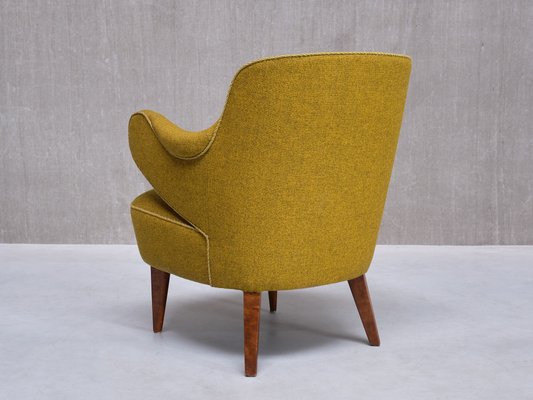 Armchairs in Birch and Chartreuse Wool, 1940s, Set of 3-FMT-2008443