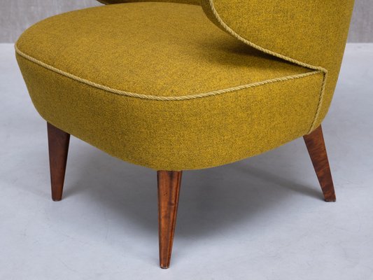 Armchairs in Birch and Chartreuse Wool, 1940s, Set of 3-FMT-2008443