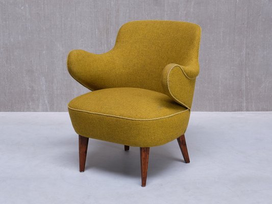 Armchairs in Birch and Chartreuse Wool, 1940s, Set of 3-FMT-2008443