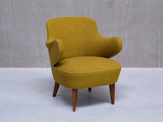 Armchairs in Birch and Chartreuse Wool, 1940s, Set of 3-FMT-2008443