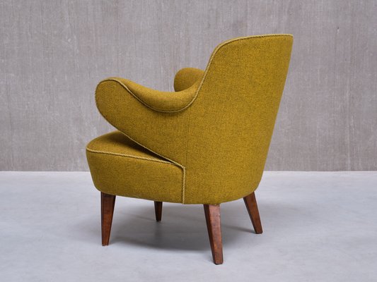 Armchairs in Birch and Chartreuse Wool, 1940s, Set of 3-FMT-2008443