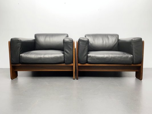 Armchairs in Black Leather by Tobia Scarpa for Gavina, Italy, 1970s, Set of 2-YZD-1765237