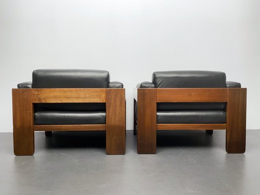 Armchairs in Black Leather by Tobia Scarpa for Gavina, Italy, 1970s, Set of 2-YZD-1765237