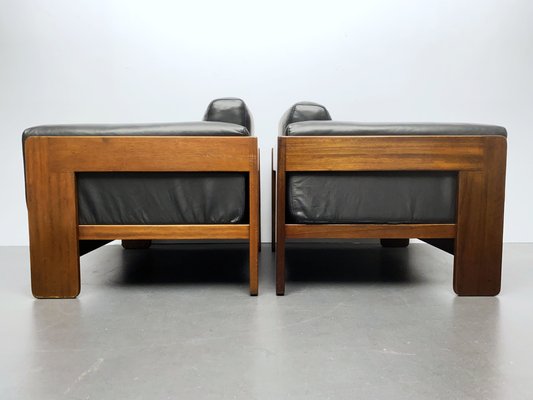 Armchairs in Black Leather by Tobia Scarpa for Gavina, Italy, 1970s, Set of 2-YZD-1765237