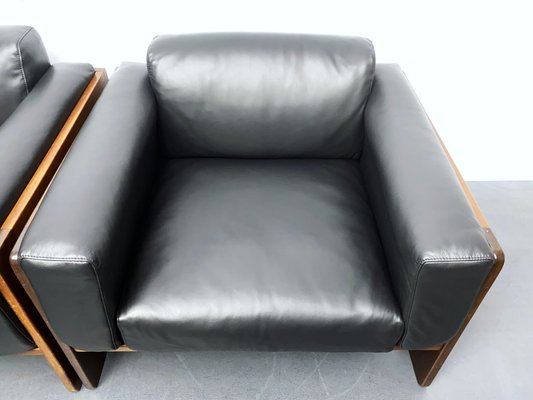 Armchairs in Black Leather by Tobia Scarpa for Gavina, Italy, 1970s, Set of 2-YZD-1765237