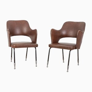 Armchairs in Brown Leather, 1960s, Set of 2-IUC-1412138