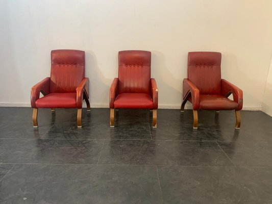 Armchairs in Curved Plywood with Steel Fittings, 1960s, Set of 3-IJR-1145195