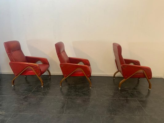 Armchairs in Curved Plywood with Steel Fittings, 1960s, Set of 3-IJR-1145195