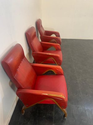 Armchairs in Curved Plywood with Steel Fittings, 1960s, Set of 3-IJR-1145195