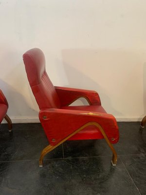 Armchairs in Curved Plywood with Steel Fittings, 1960s, Set of 3-IJR-1145195