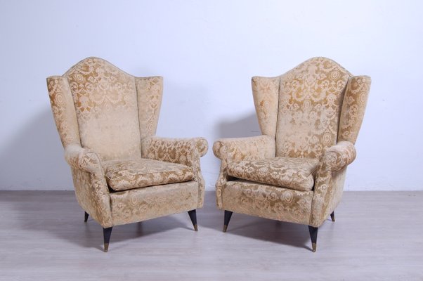 Armchairs in Damask Fabric, 1950s, Set of 2-XSG-1268156