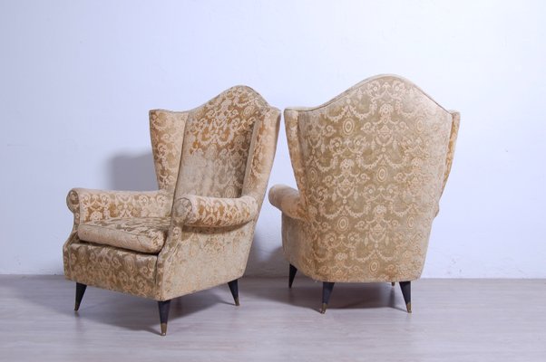 Armchairs in Damask Fabric, 1950s, Set of 2-XSG-1268156