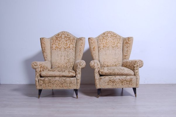 Armchairs in Damask Fabric, 1950s, Set of 2-XSG-1268156