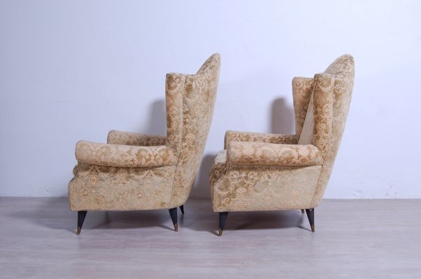 Armchairs in Damask Fabric, 1950s, Set of 2-XSG-1268156