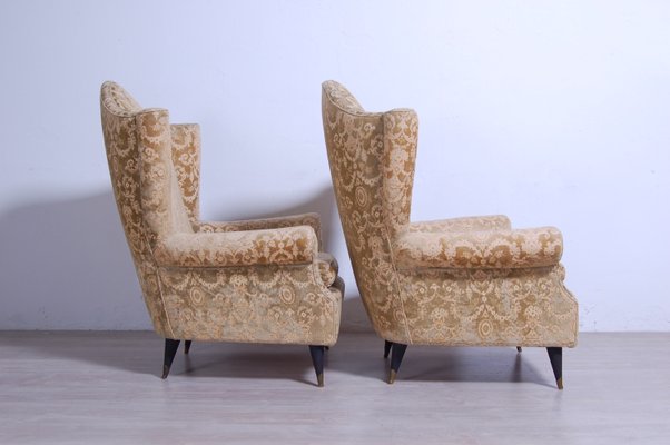 Armchairs in Damask Fabric, 1950s, Set of 2-XSG-1268156