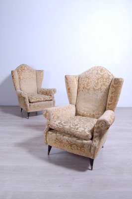 Armchairs in Damask Fabric, 1950s, Set of 2-XSG-1268156