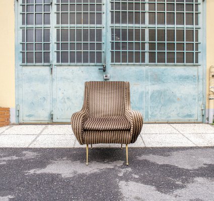 Armchairs in Fabric with Brass Legs, Italy, 1960s, Set of 2-VCV-1264397