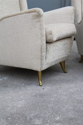 Armchairs in Gilded Aluminum & Velvet from ISA, 1950s, Set of 2-EH-989960