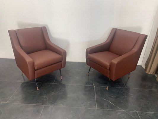 Armchairs in Leatherette, Italy, 1950s, Set of 2-IJR-1047647