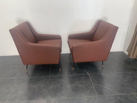 Armchairs in Leatherette, Italy, 1950s, Set of 2-IJR-1047647