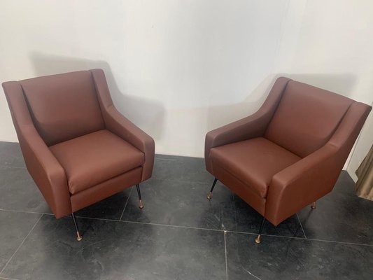 Armchairs in Leatherette, Italy, 1950s, Set of 2-IJR-1047647