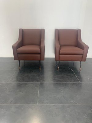 Armchairs in Leatherette, Italy, 1950s, Set of 2-IJR-1047647