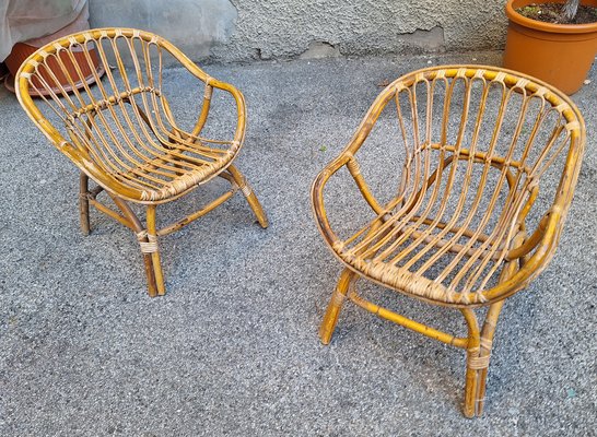 Armchairs in Malacca and Bamboo, 1950s, Set of 2-OHK-1787040