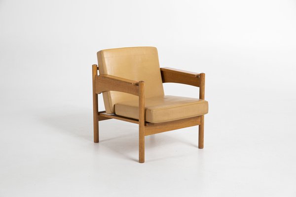 Armchairs in Oak and Leather by Uluv Krasna Jizba, 1960s, Set of 2-IVW-1338006