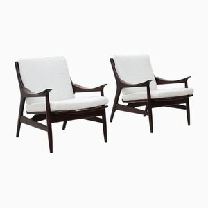 Armchairs in Wood and White Bouclé by Mario Franchioni for Framar, 1960s, Set of 2-EZ-1776687