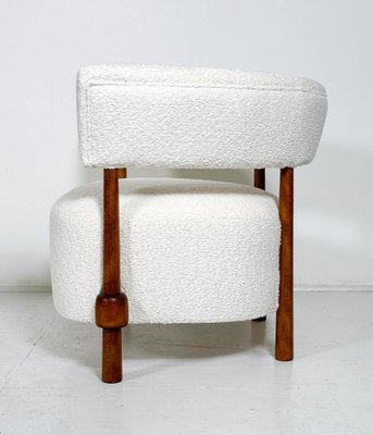 Armchairs in Wood and White Boucle Fabric, Italy-FGA-2041588