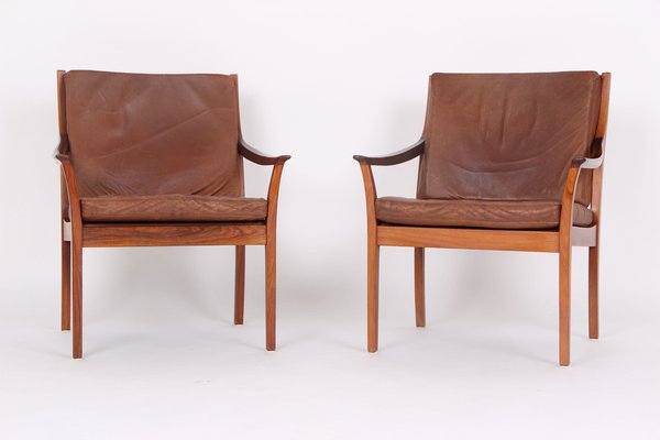 Armchairs Model Vinett in Rosewood and Leather by Torbjørn Afdal for Bruksbo, 1960s, Set of 2-DQ-1726340