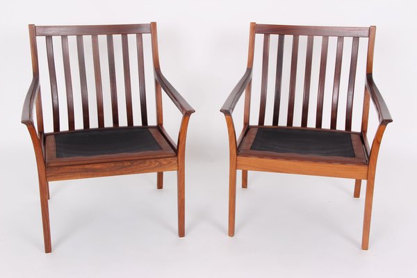 Armchairs Model Vinett in Rosewood and Leather by Torbjørn Afdal for Bruksbo, 1960s, Set of 2-DQ-1726340