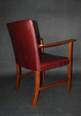 Armchairs of Burgundy Red Leather Teak by Ole Wanscher for A.J. Iversen, 1950s, Set of 2-ZKR-2023757