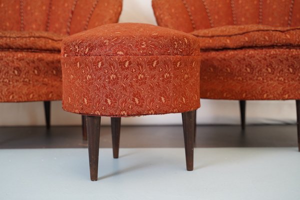 Armchairs & Ottoman in the Style of Gio Ponti, Italy, 1950s, Set of 3-OT-765535