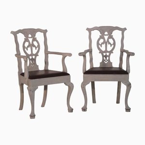 Armchairs with Leather Seats, Set of 2-SA-1231792