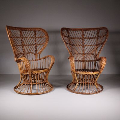 Armchairs with Wicker Structure by Lio Carminati, 1950s, Set of 2-VJY-2018365