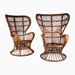 Armchairs with Wicker Structure by Lio Carminati, 1950s, Set of 2-VJY-2018365