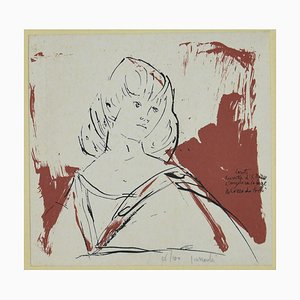 Arnoldo Ciarrocchi, Portrait, Original China Ink on Lithograph, 20th Century-ZCI-808366