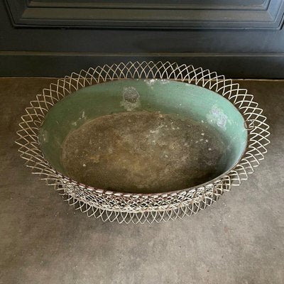 Arras Planter in Iron and Woven Metal-QKG-2023279