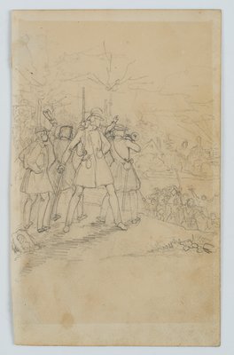 Arrival in Augsburg, 1840, Pencil-OJR-1273305