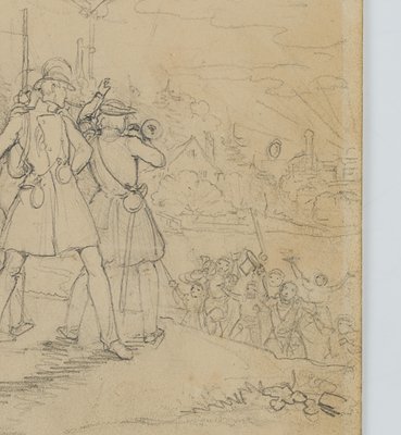 Arrival in Augsburg, 1840, Pencil-OJR-1273305