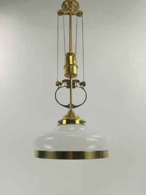 Arrt Deco Viennese Chandelier with Opal Glass, 1920s-KDB-1447887