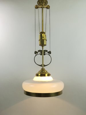 Arrt Deco Viennese Chandelier with Opal Glass, 1920s-KDB-1447887