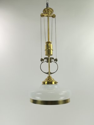 Arrt Deco Viennese Chandelier with Opal Glass, 1920s-KDB-1447887