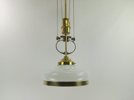 Arrt Deco Viennese Chandelier with Opal Glass, 1920s-KDB-1447887